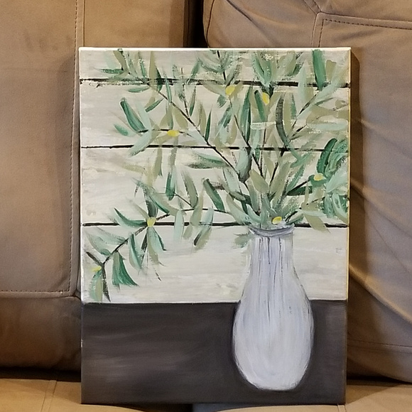 Isabella Robin Other - Original 12"x16" Acrylic Painting Olive Branches
